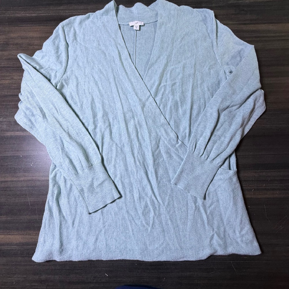 J.Jill Wrap‎ Sweater Knit Top Long Sleeve V-Neck Casual Comfy Blue Size M